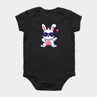 Cute Rabbit Dance Wearing Glasses Cartoon Baby Bodysuit